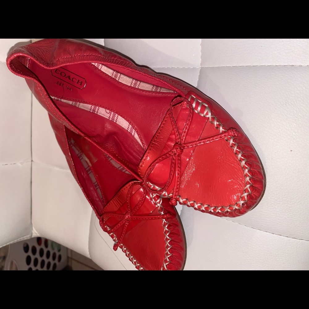 Coral coach loafers